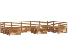 Lauko baldų komplektas Lauko sofos komplektas 9 pcs Natūrali Kietos akacijos mediena
