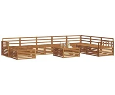 Sofa Lauko sofos komplektas 9 pcs Natūrali Kietos akacijos mediena