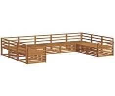 Lauko baldų komplektas Lauko sofos komplektas 9 pcs Natūrali Kietos akacijos mediena