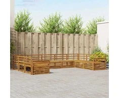 Lauko baldų komplektas Lauko sofos komplektas 9 pcs Natūrali Kietos akacijos mediena