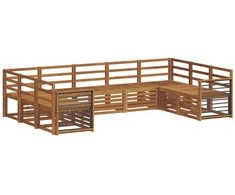 Lauko baldų komplektas Sekcijos sofų komplektas 9 pcs Natūrali