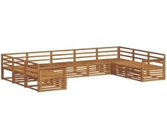 Lauko baldų komplektas Lauko sofos komplektas 9 pcs Natūrali Kietos akacijos mediena