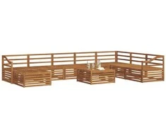 Lauko sofos komplektas 9 pcs Natūrali Kietos akacijos mediena