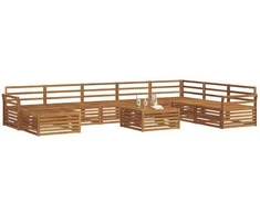 Lauko baldų komplektas Lauko sofos komplektas 9 pcs Natūrali Kietos akacijos mediena