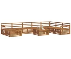 Sofa Lauko sofos komplektas 9 pcs Natūrali Kietos akacijos mediena