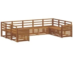 Lauko baldų komplektas Sekcijos sofų komplektas 9 pcs Natūrali