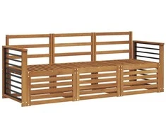 Lauko baldų komplektas Sofų komplektai 3 pcs Kietos akacijos mediena