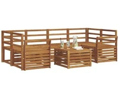 Lauko sofos komplektas 7 pcs Natūrali Kietos akacijos mediena