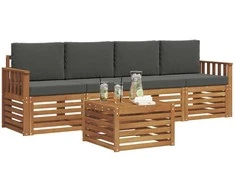 Lauko sofos komplektas su pagalve 5 pcs Natūralus ir antracitas
