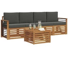 Lauko baldų komplektas Lauko sofos komplektas su pagalve 5 pcs Natūralus ir antracitas