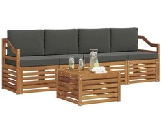 Lauko sofos komplektas su pagalve 5 pcs Natūralus ir antracitas