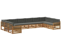Sofų komplektai su pagalve 10 pcs Kietos akacijos mediena