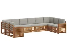 Sekcijos sofų komplektas 10 pcs Natūrali ir šviesiai pilka