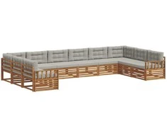 Sofų komplektai su pagalve 4 pcs Natūrali ir šviesiai pilka