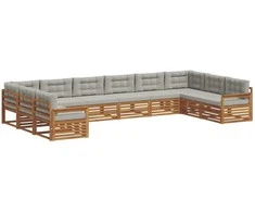 Sofų komplektai su pagalve 8 pcs Natūrali ir šviesiai pilka