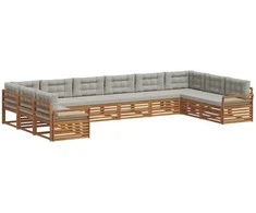 Sofų komplektai su pagalve 7 pcs Natūrali ir šviesiai pilka