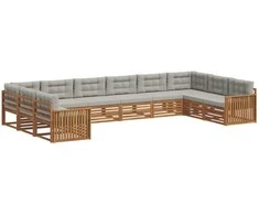 Lauko baldų komplektas Sofų komplektai su pagalve 7 pcs Natūrali ir šviesiai pilka