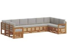 Sekcijos sofų komplektas 10 pcs Natūrali ir šviesiai pilka