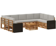 Sofų komplektai su pagalve 10 pcs Natūrali ir šviesiai pilka