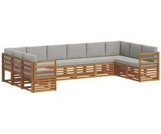 Sekcijos sofų komplektas 10 pcs Natūrali ir šviesiai pilka