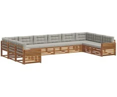 Sofų komplektai su pagalve 9 pcs Natūrali ir šviesiai pilka