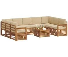 Sofų komplektai su pagalve 10 pcs Natūralus ir bežinis