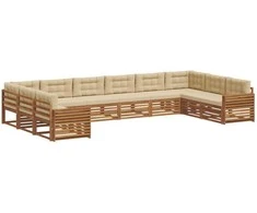 Lauko baldų komplektas Sofų komplektai su pagalve 7 pcs Natūralus ir bežinis