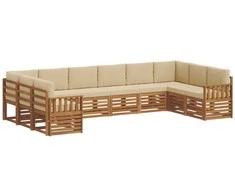 Sekcijos sofų komplektas su pagalve 10 pcs Natūralus ir bežinis