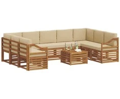 Sofų komplektai su pagalve 10 pcs Natūralus ir bežinis