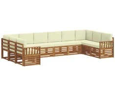 Sekcijos sofų komplektas 10 pcs Natūralus ir grietinėlė