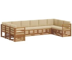 Sekcijos sofų komplektas su pagalve 10 pcs Natūralus ir bežinis