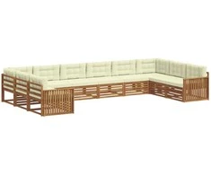 Lauko baldų komplektas Sofų komplektai su pagalve 6 pcs Natūralus ir grietinėlė