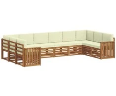 Sekcijos sofų komplektas 10 pcs Natūralus ir grietinėlė