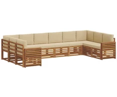 Sekcijos sofų komplektas su pagalve 10 pcs Natūralus ir bežinis
