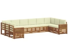 Sekcijos sofų komplektas 10 pcs Natūralus ir grietinėlė