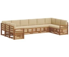 Sekcijos sofų komplektas su pagalve 10 pcs Natūralus ir bežinis