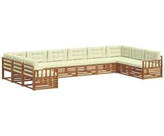 Sofų komplektai su pagalve 6 pcs Natūralus ir grietinėlė