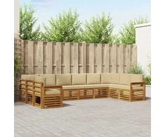Sekcijos sofų komplektas su pagalve 10 pcs Natūralus ir bežinis