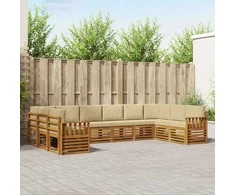 Sekcijos sofų komplektas su pagalve 10 pcs Natūralus ir bežinis