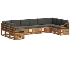 Sekcijos sofų komplektas 10 pcs Natūralus ir antracitas