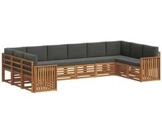 Sekcijos sofų komplektas 10 pcs Natūralus ir antracitas