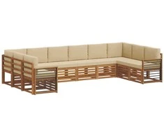 Sekcijos sofų komplektas su pagalve 10 pcs Natūralus ir bežinis