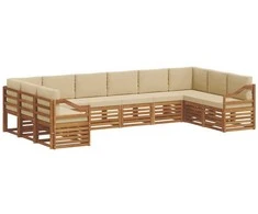 Sekcijos sofų komplektas su pagalve 10 pcs Natūralus ir bežinis