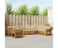 Sekcijos sofų komplektas su pagalve 10 pcs Natūralus ir bežinis