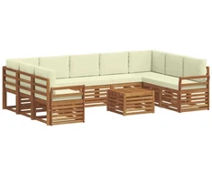 Lauko sofos komplektas 10 vnt. 9 vietos Natūralus ir grietinėlė