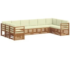Sekcijos sofų komplektas 10 pcs Natūralus ir grietinėlė