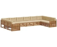 Lauko baldų komplektas Sofų komplektai su pagalve 8 pcs Natūralus ir bežinis