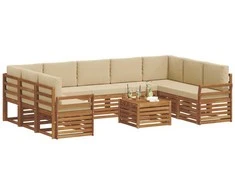 Sofų komplektai su pagalve 10 pcs Natūralus ir bežinis