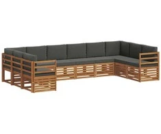 Sekcijos sofų komplektas 10 pcs Natūralus ir antracitas