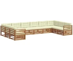 Sofų komplektai su pagalve 3 pcs Natūralus ir grietinėlė